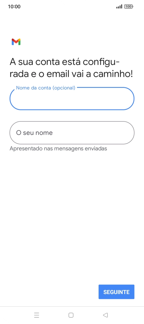 Prima O seu nome e introduza o nome do remetente pretendido.