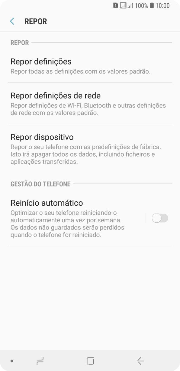 Prima Repor dispositivo.