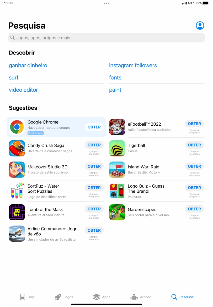 Prima a caixa de pesquisa.