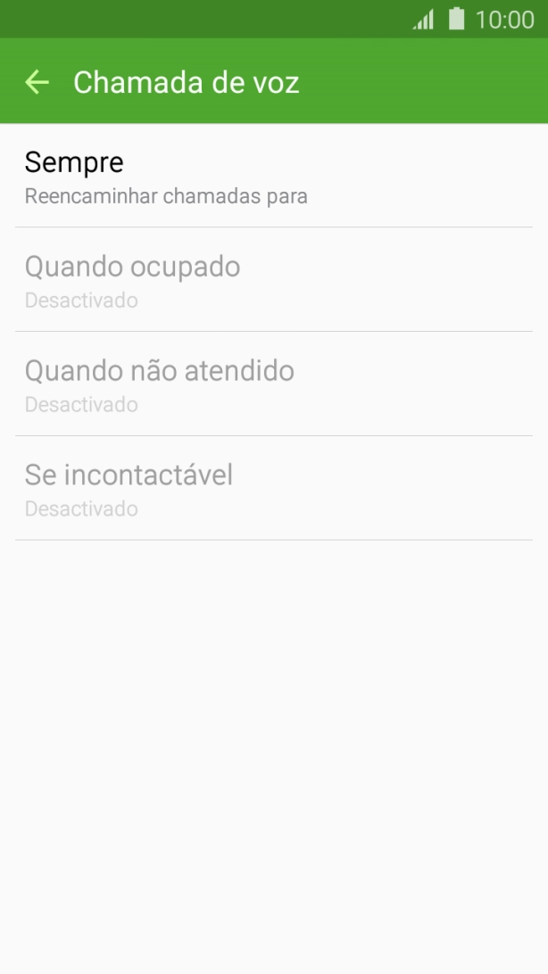 Prima o tipo de desvio pretendido.