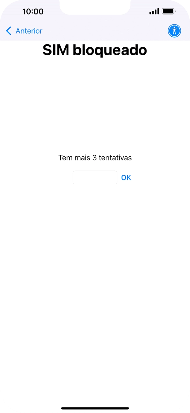 Se o cartão SIM estiver bloqueado, deve introduzir o código PIN e premir OK.
