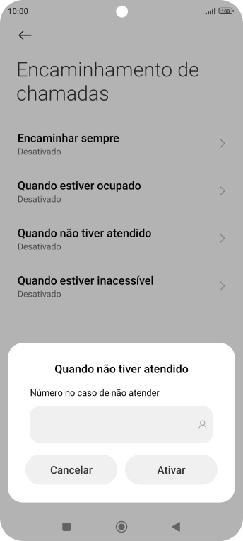 Introduza 123 e prima Ativar.