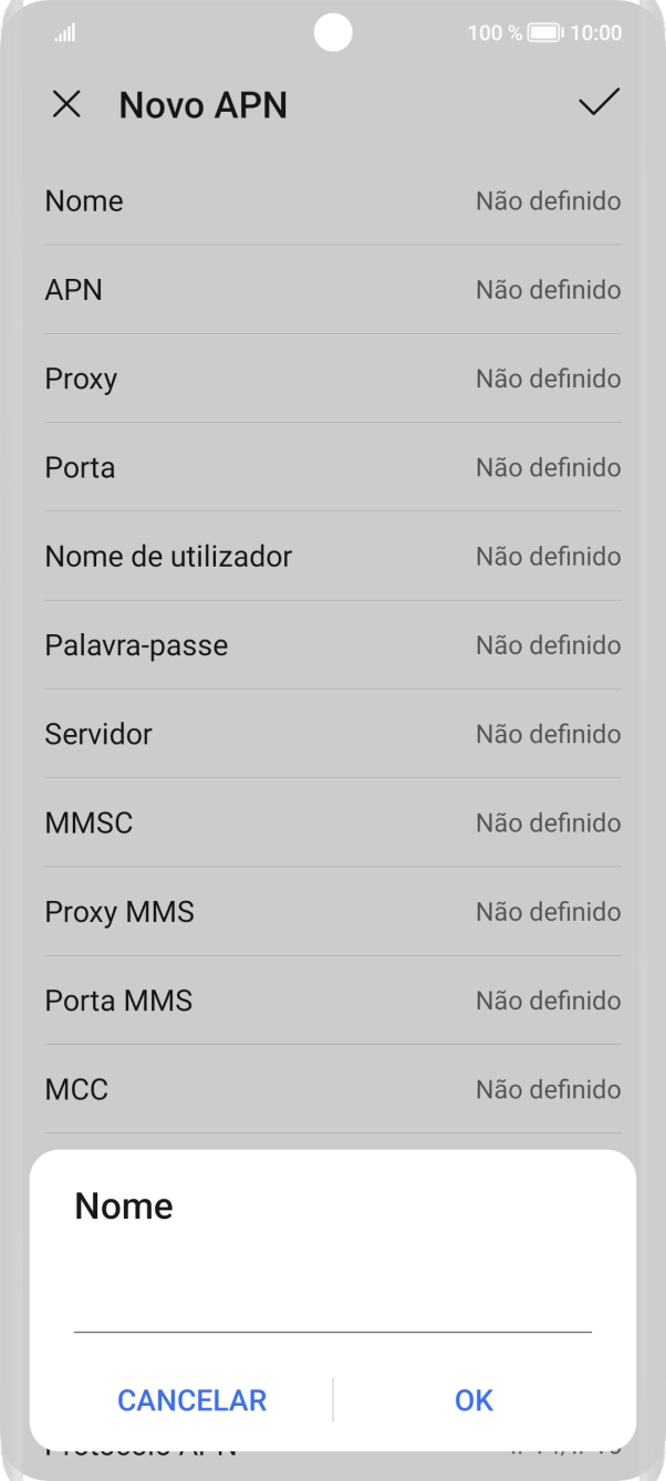 Introduza Vodafone Internet e prima OK.