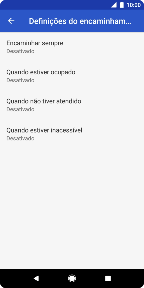 Prima o tipo de desvio pretendido.