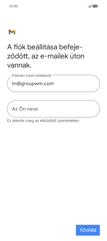 Kattints a „Fióknév (nem kötelező)” alatti mezőre, és írd be az e-mail-fiók kívánt nevét.