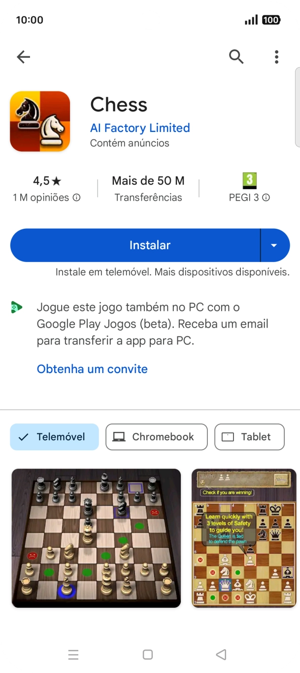 Prima Instalar e siga as indicações no ecrã para instalar a app.