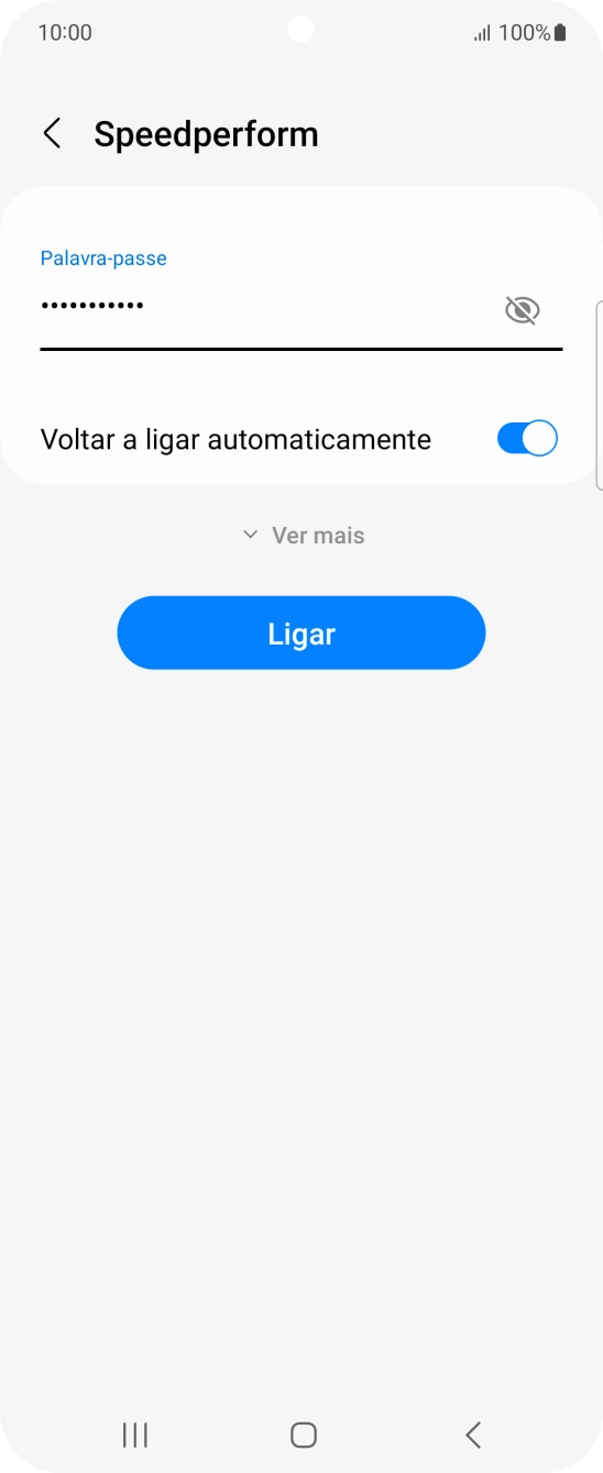 Introduza a password da rede Wi-Fi e prima Ligar.
