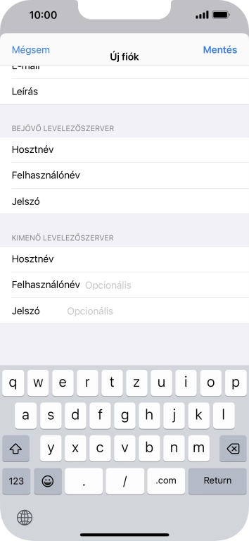Kattints a Felhasználónév mezőre, és írd be az e-mail-fiókodhoz tartozó felhasználónevet.
