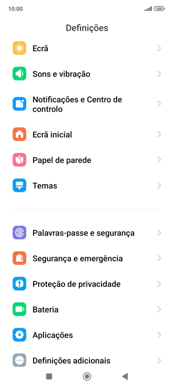 Prima Notificações e Centro de controlo.