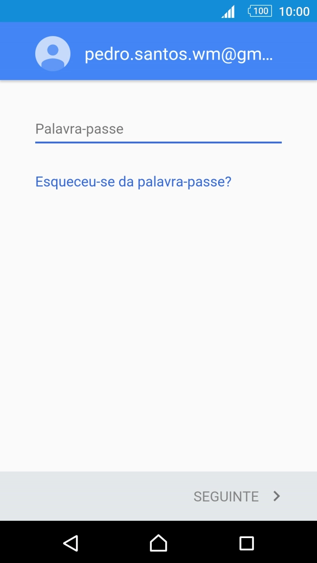 Prima Palavra-passe e introduza a password da sua conta Google.