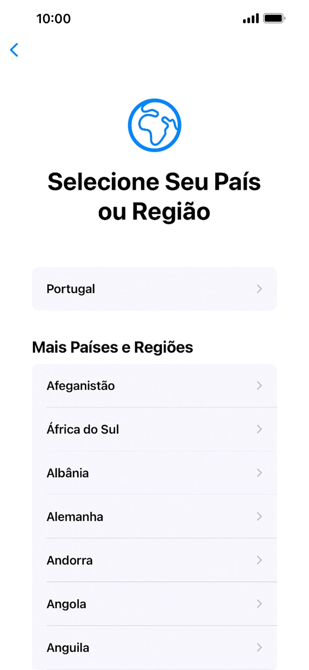 Prima a área ou país pretendido.