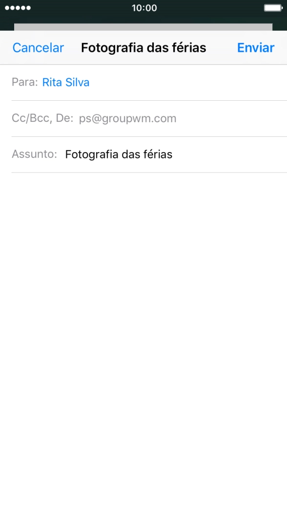 Prima o campo de escrita e escreva o texto do e-mail.