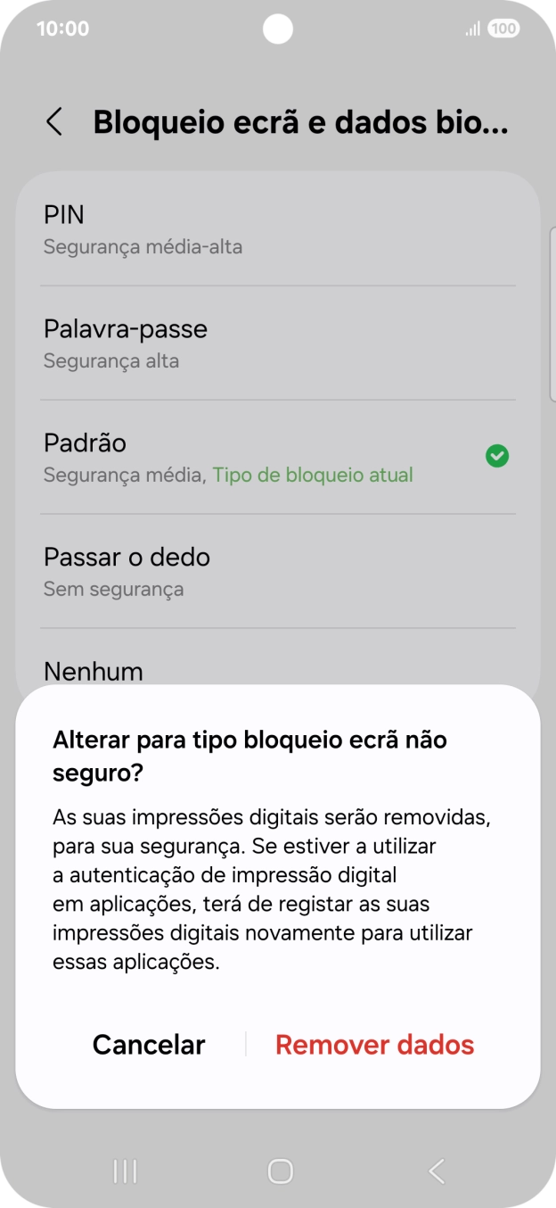 Prima Remover dados.