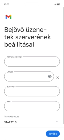 Kattints a „Felhasználónév” alatti mezőre, és írd be az e-mail-fiókodhoz tartozó felhasználónevet.