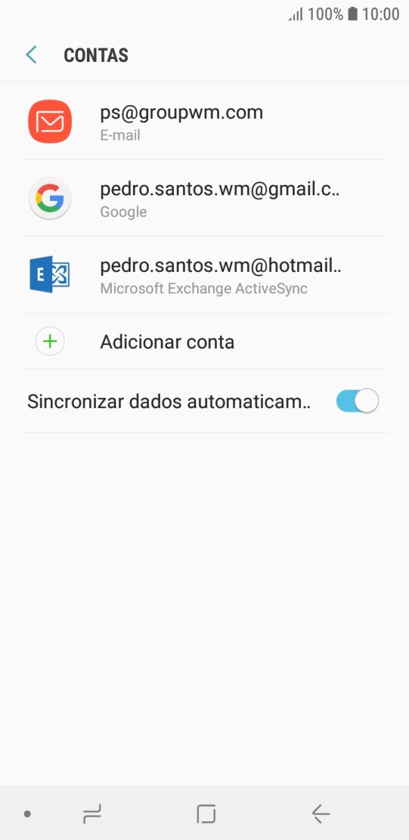Se o ecrã mostrar esta imagem, a sua conta foi identificada e configurada automaticamente. Siga as indicações no ecrã para introduzir informações adicionais e concluir a configuração.