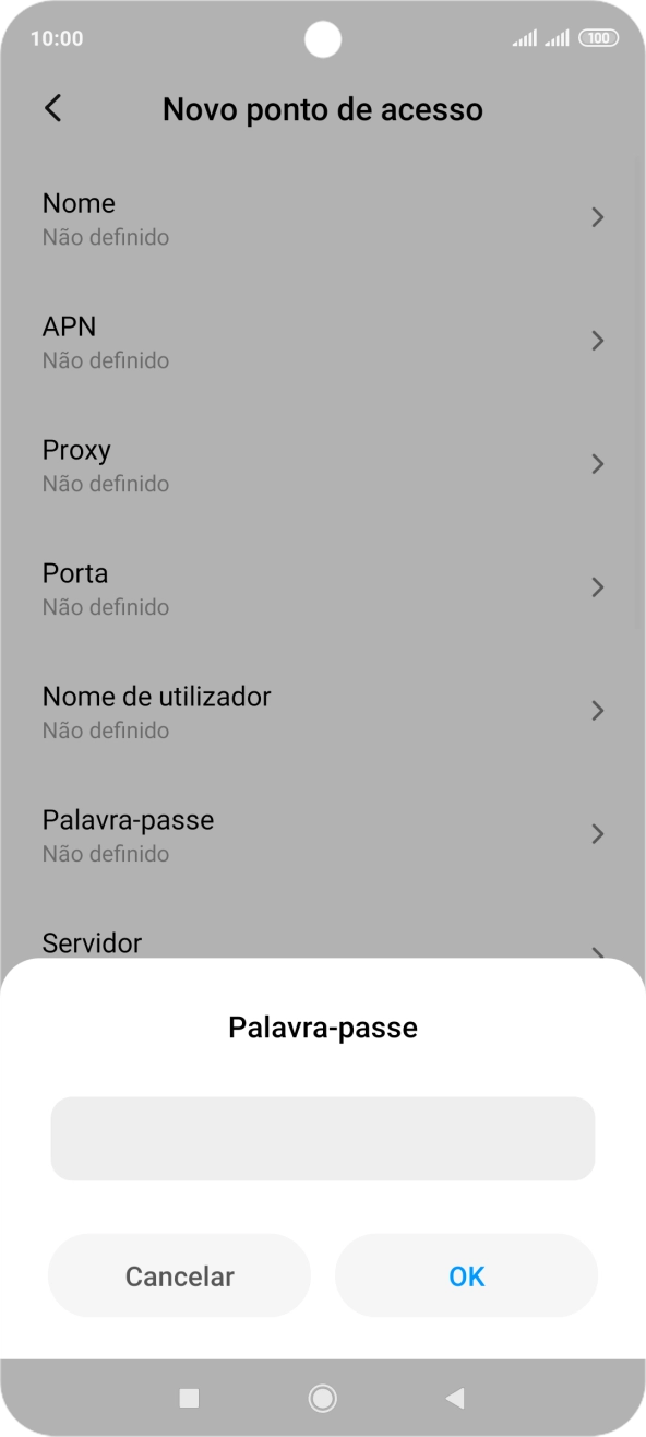 Introduza vodafone e prima OK.