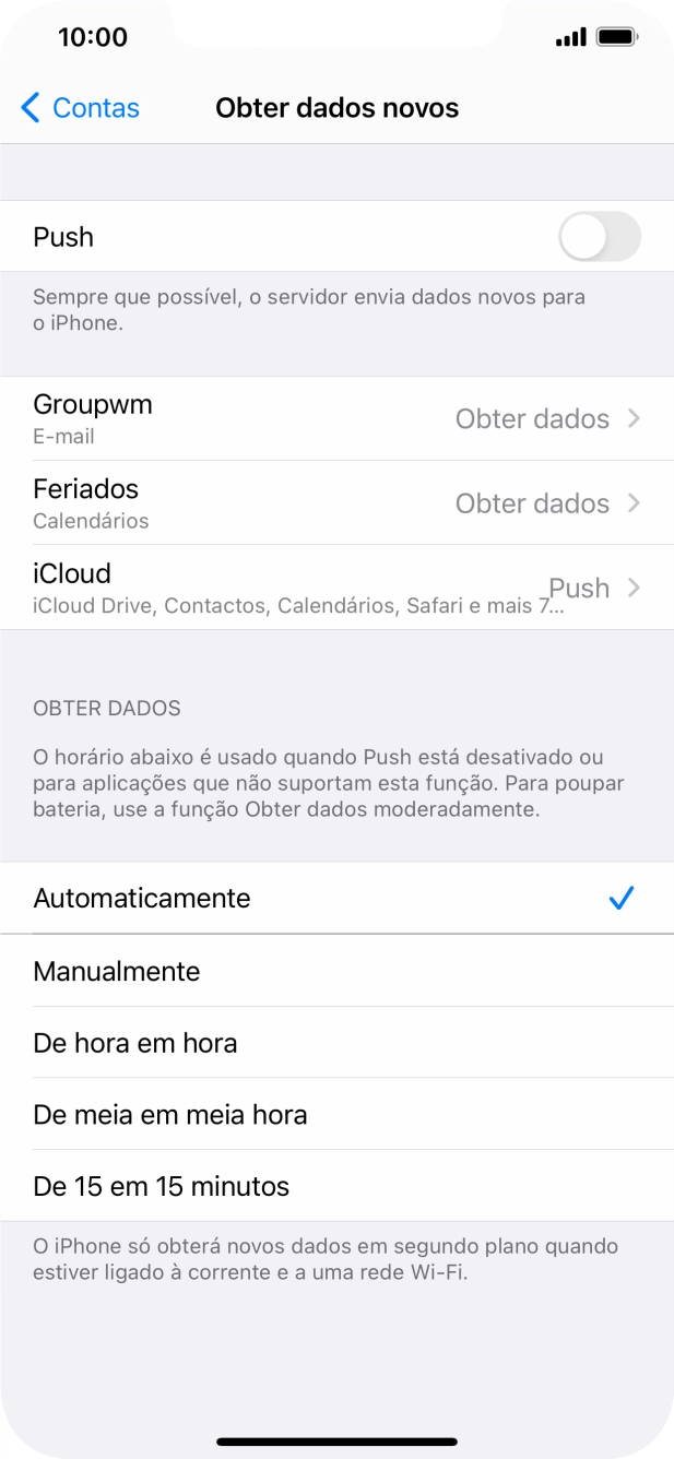 Se desativar a função, prima a definição pretendida.