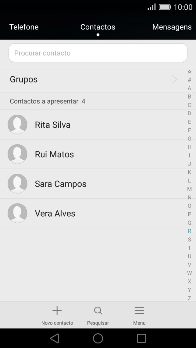 Prima o ícone de novo contacto.