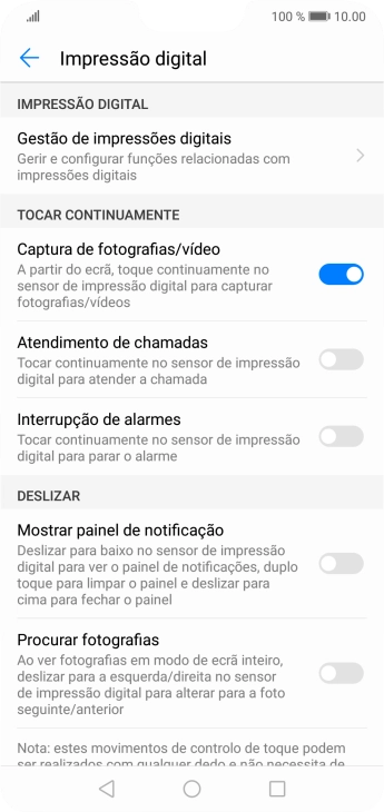 Prima Gestão de impressões digitais.