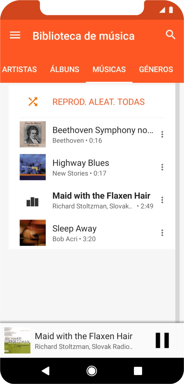 Prima o título da música na parte inferior do ecrã.