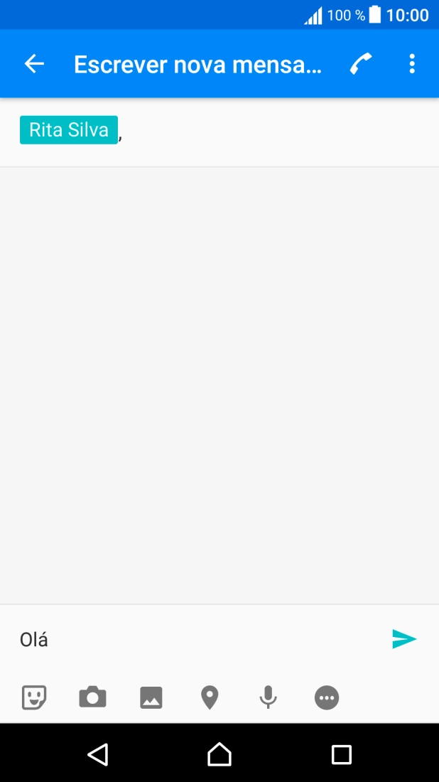 Prima o ícone para enviar quando terminar de escrever a sua mensagem curta.