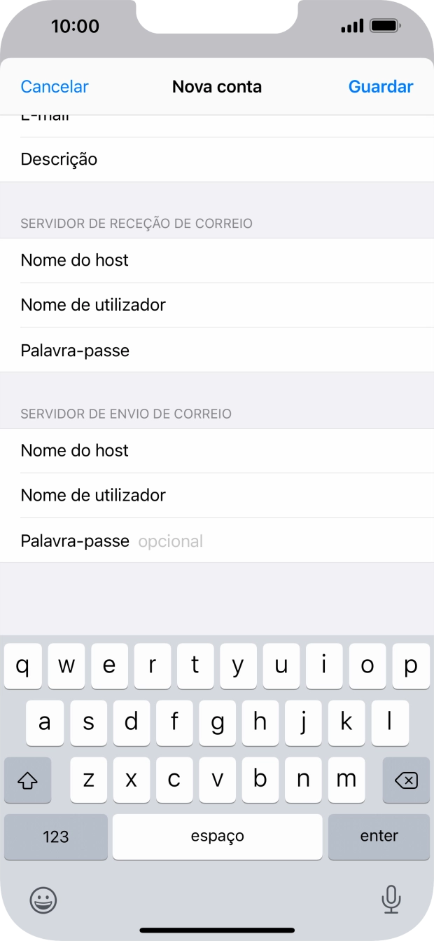 Prima Palavra-passe e introduza a password da sua conta de e-mail na Vodafone.