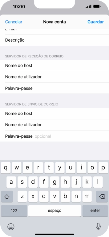 Prima Palavra-passe e introduza a password da sua conta de e-mail.