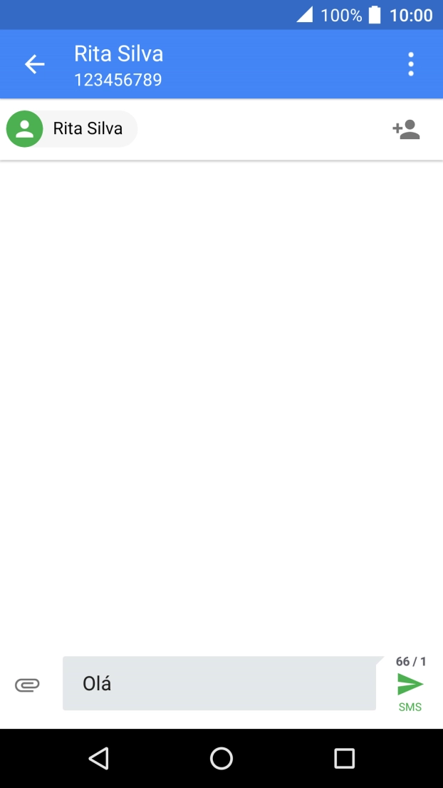 Prima o ícone para enviar quando terminar de escrever a sua mensagem curta.