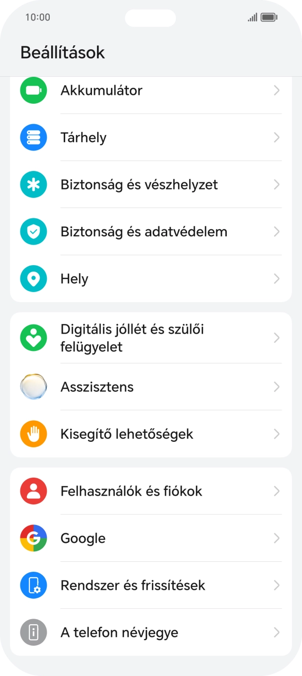 Válaszd a Rendszer és frissítések lehetőséget.