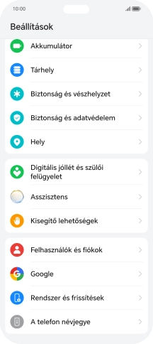Válaszd a Rendszer és frissítések lehetőséget.