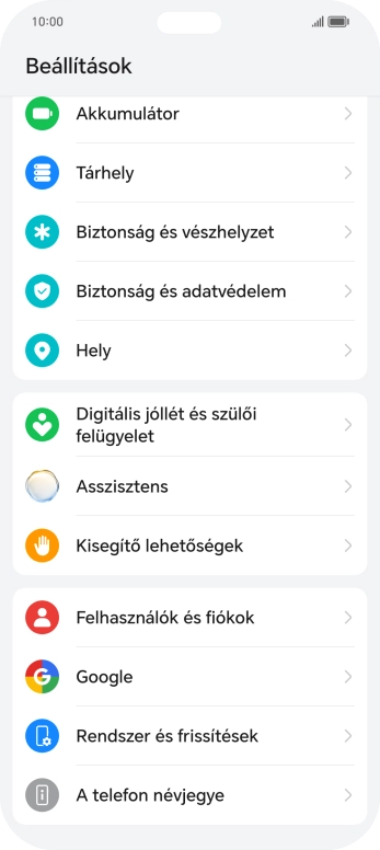 Válaszd a Rendszer és frissítések lehetőséget.