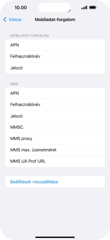 Válaszd az APN lehetőséget. Amennyiben előfizetésed van, írd be azt, hogy mms.vodafone.net.