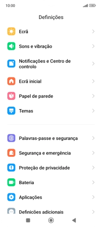 Prima Notificações e Centro de controlo.