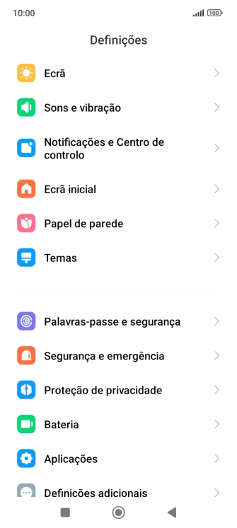 Prima Notificações e Centro de controlo.