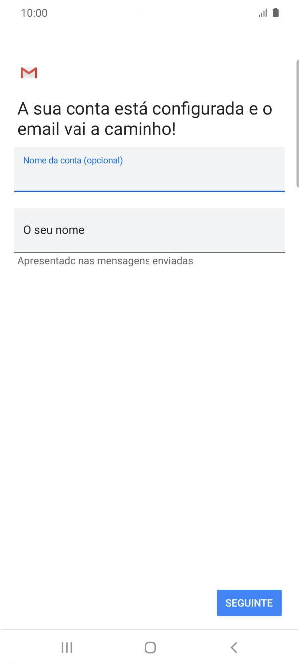 Prima O seu nome e introduza o nome do remetente pretendido.
