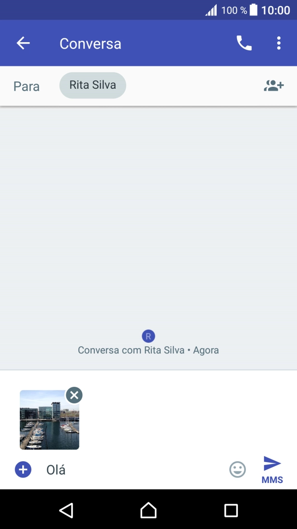 Prima o ícone para enviar quando terminar de escrever a sua mensagem multimédia.