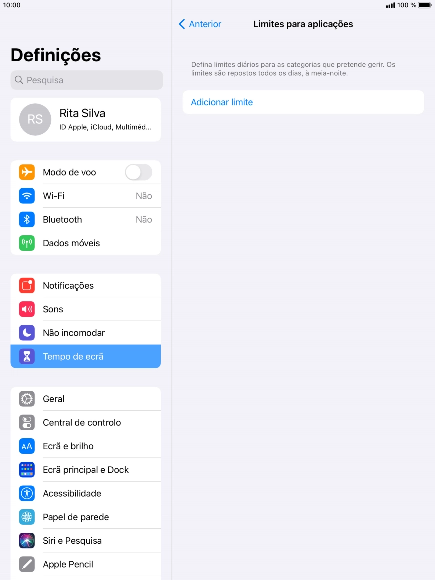 Prima Adicionar limite.