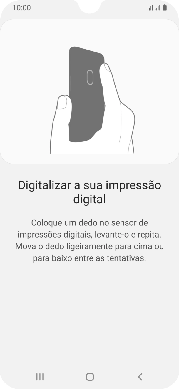 Siga as indicações no ecrã para definir a impressão digital como código de bloqueio.