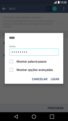 Introduza a password da rede Wi-Fi e prima LIGAR.