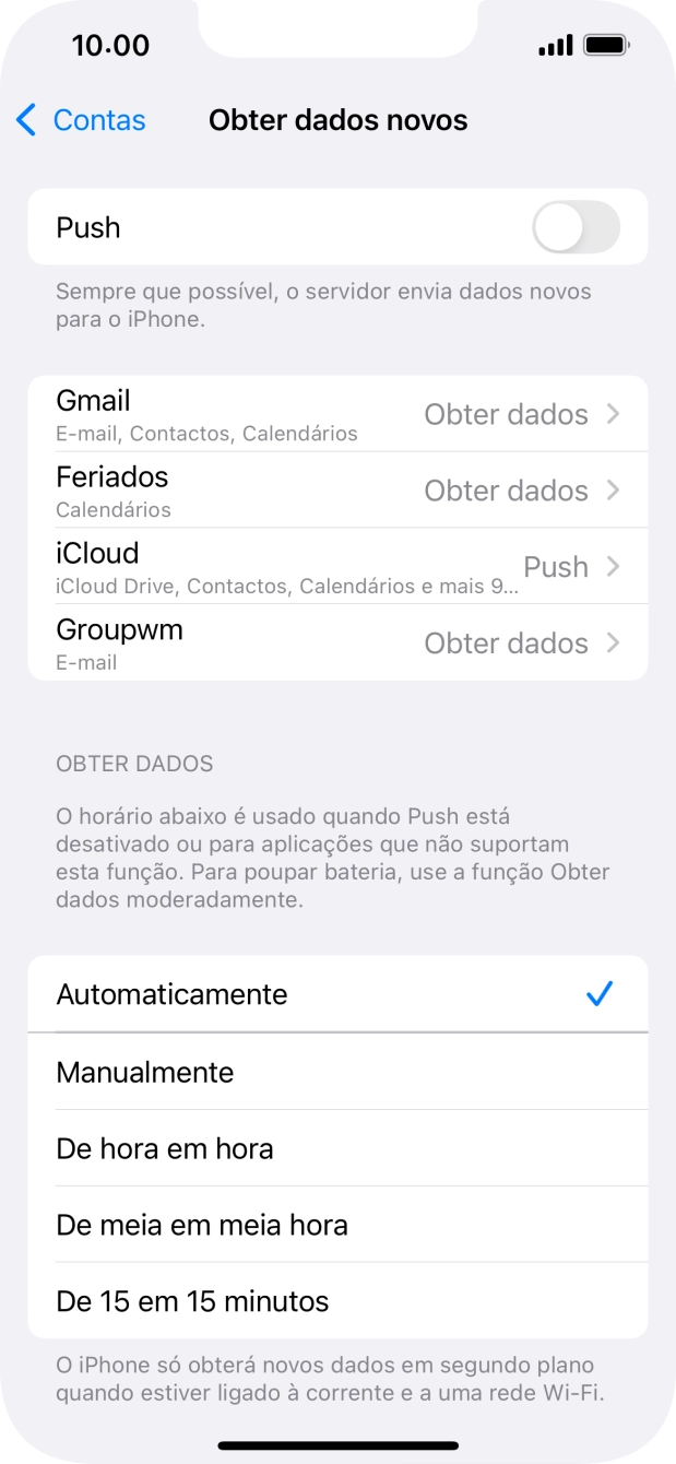 Se desativar a função, prima a definição pretendida.