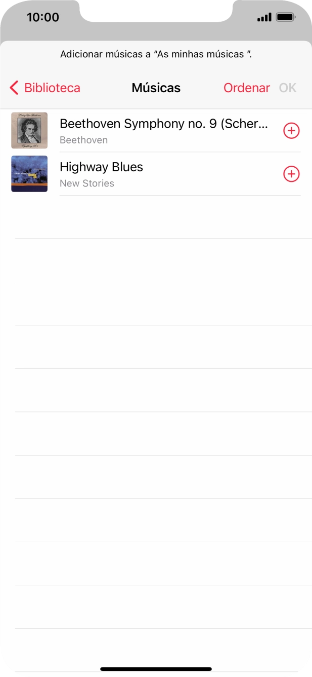 Vá até à categoria pretendida e prima o ficheiro de música pretendido.