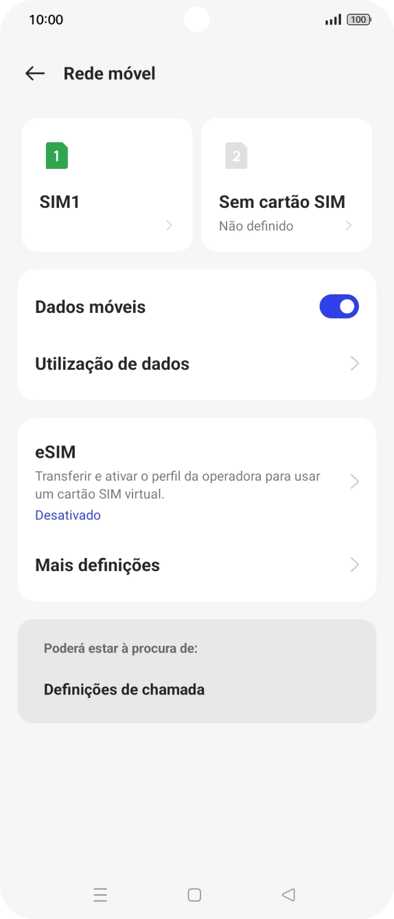 Prima o nome do cartão SIM.