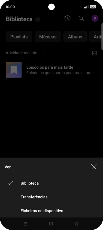 Prima a categoria pretendida e dirija-se ao ficheiro de música pretendido.