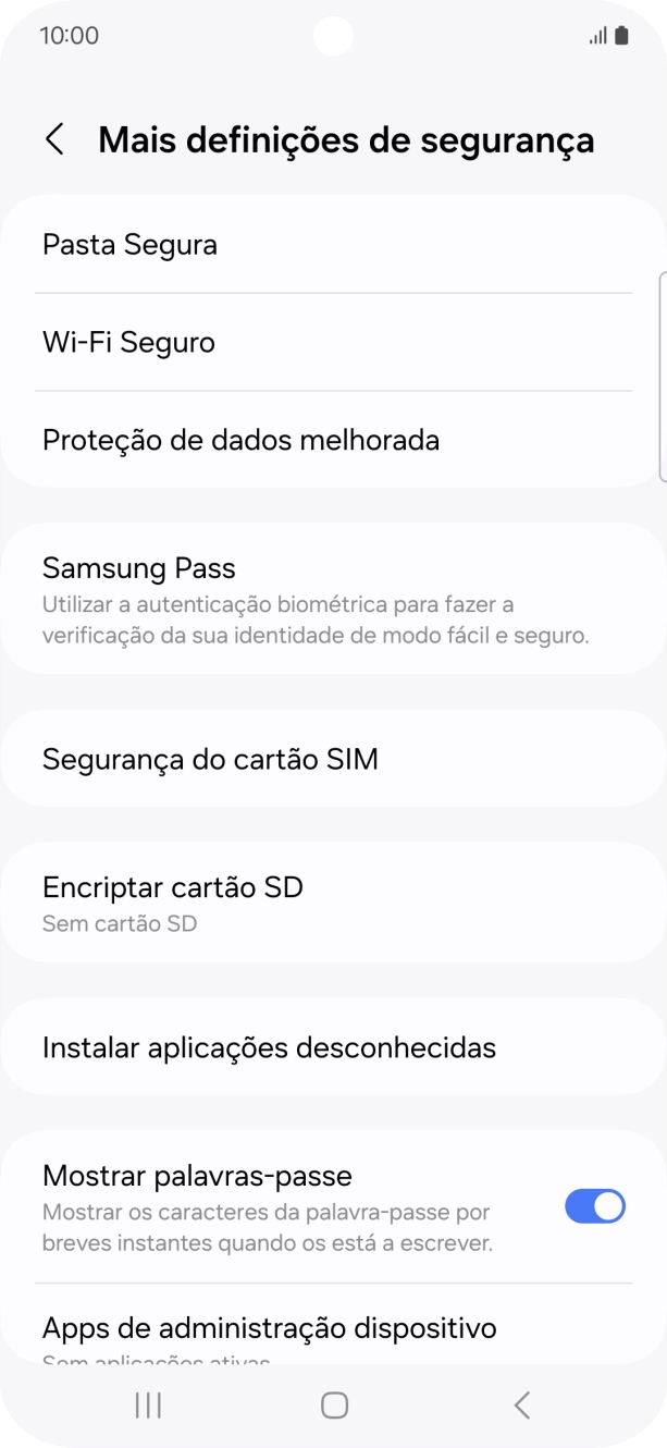 Prima Segurança do cartão SIM.