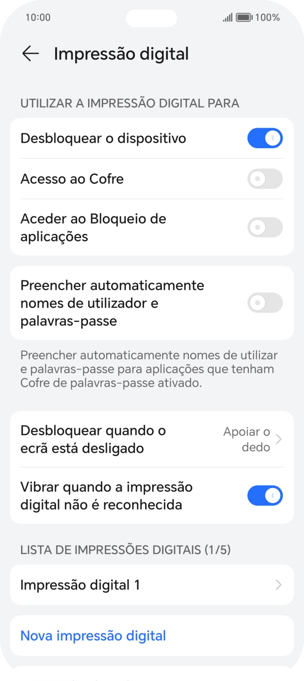 Prima os indicadores junto às definições pretendidas para as ativar ou desativar.