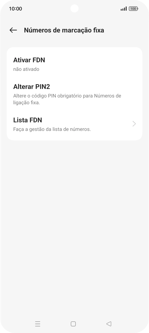 Prima Ativar FDN para ativar ou desativar a função.