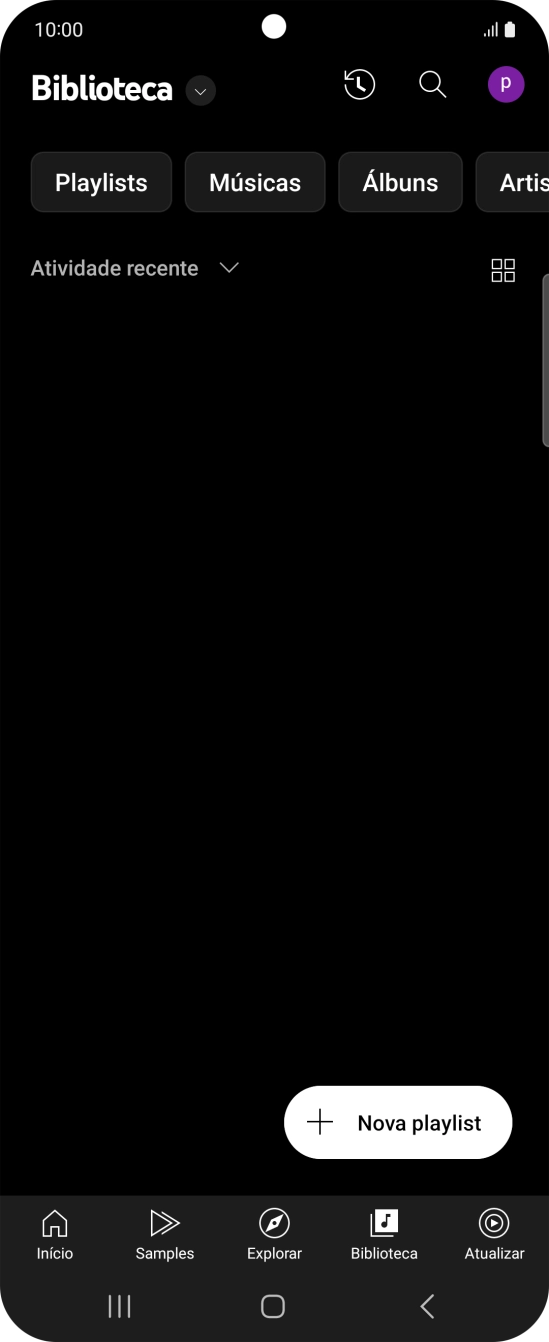 Prima a lista suspensa.