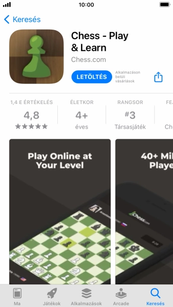 Válaszd a LETÖLTÉS lehetőséget, és kövesd a képernyőn megjelenő utasításokat az alkalmazás telepítéséhez.
