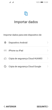 É possível transferir conteúdo de outro telefone quando o telefone for ativado antes da primeira utilização e quando o telefone tiver sido reiniciado. Quando esta imagem for mostrada no ecrã, o telefone está pronto para transferir conteúdo de outro telefone.
