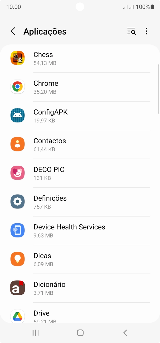 Prima a app pretendida.